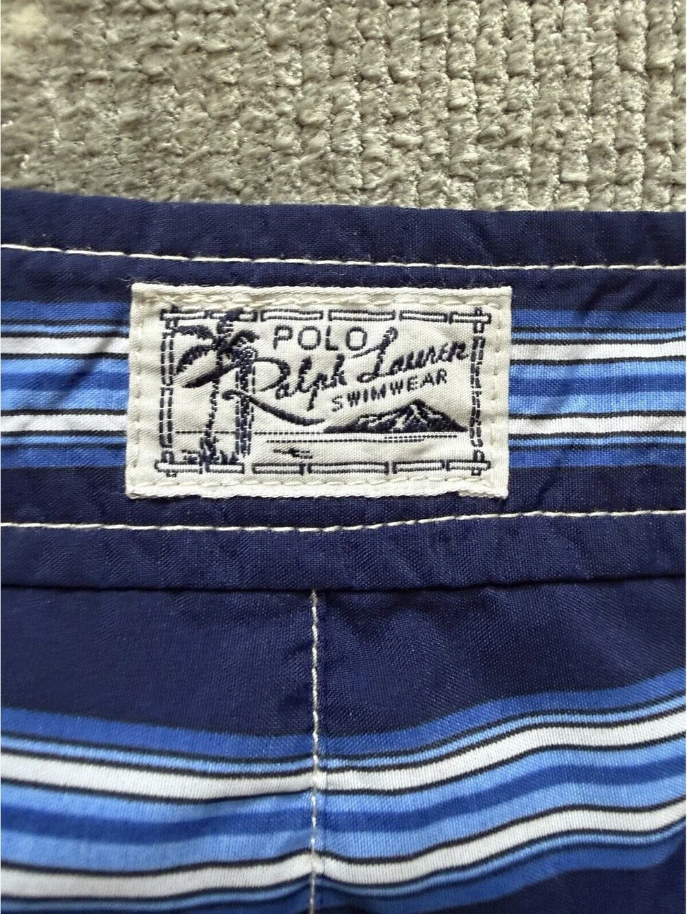 Polo Ralph Lauren Swim Trunks SZ 32 Blue Stripe Board Shorts